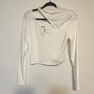 White Cut-out crop top